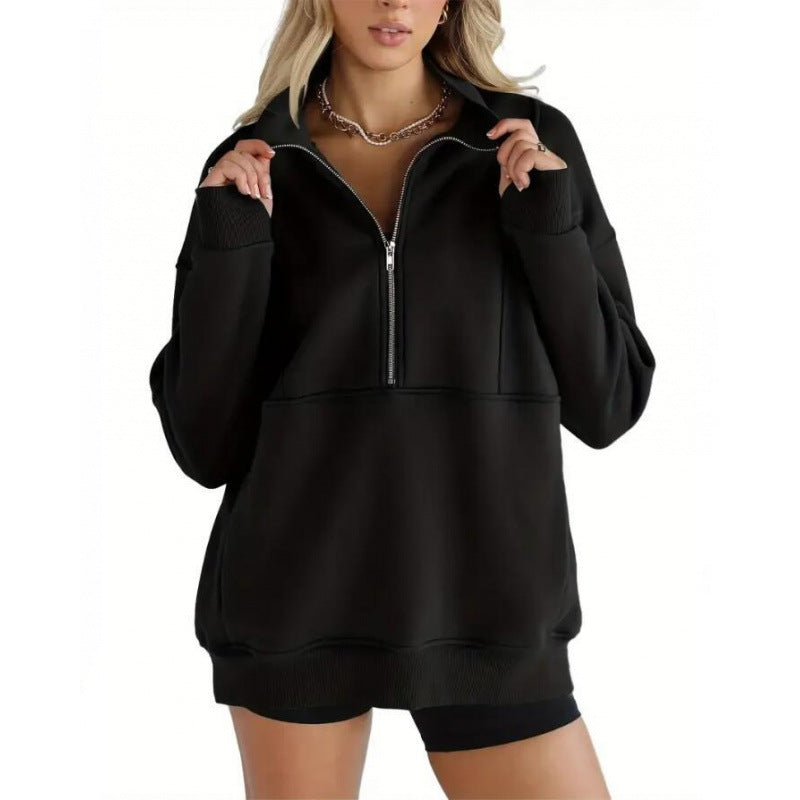 Women's Oversized Half Zip Fleece Pullover Sweatshirt