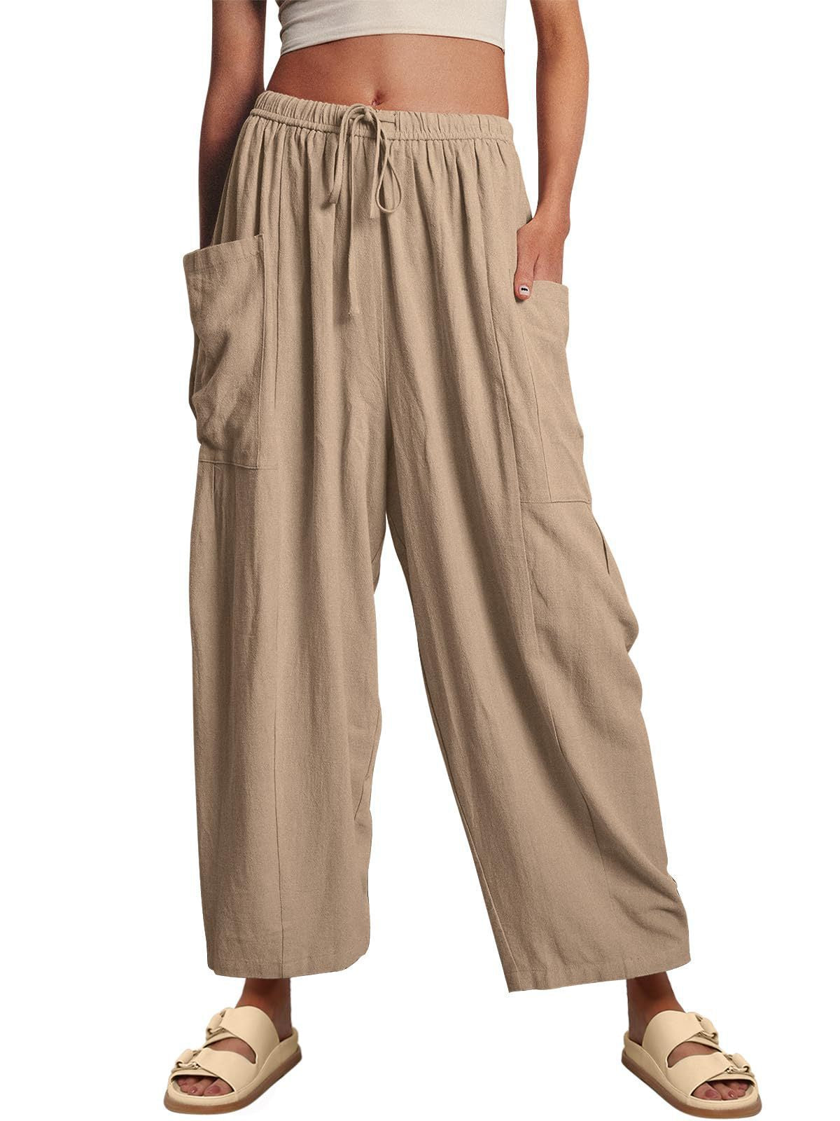 Wide Leg Linen Pants Women's High Waist Casual Loose Fit