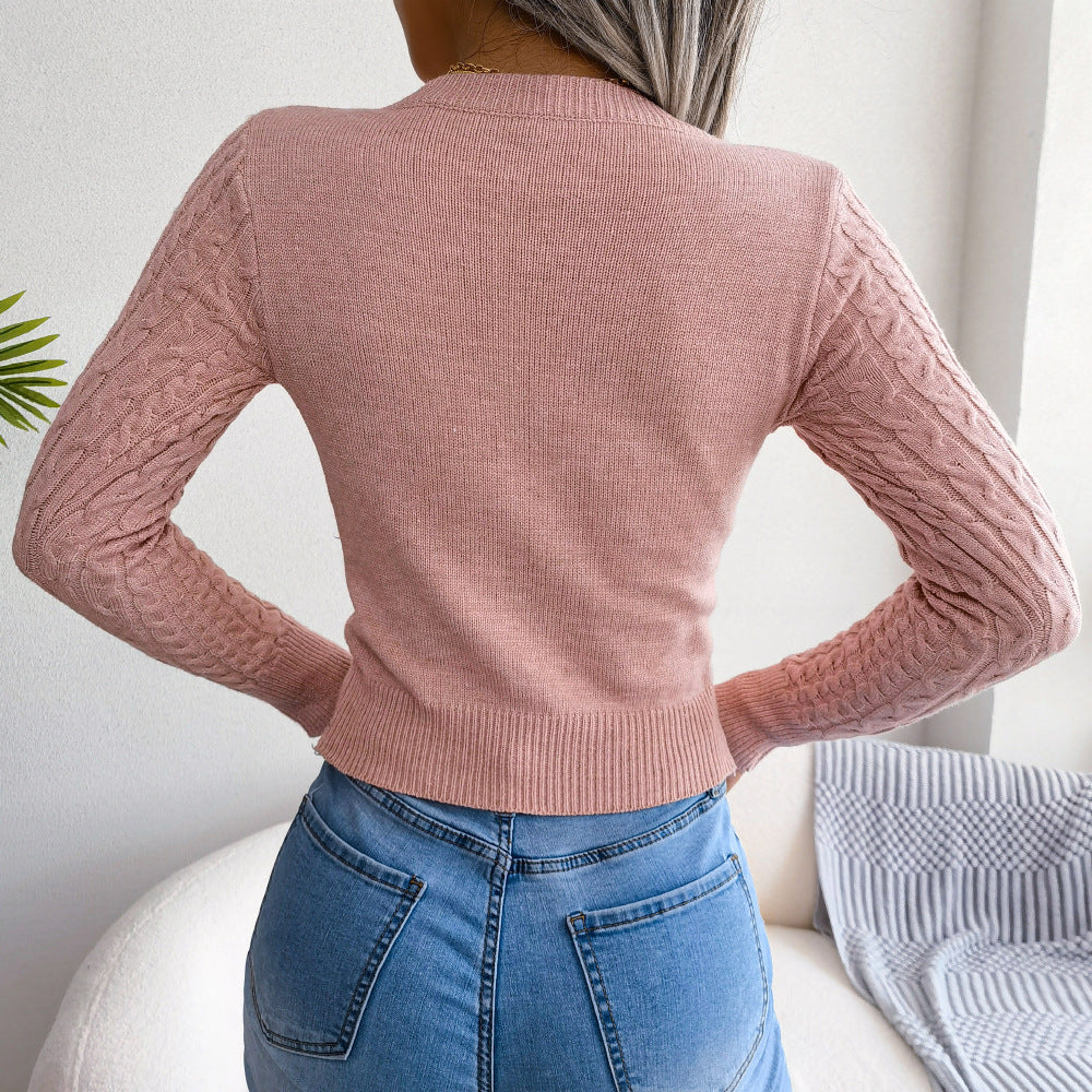 Fashionable Cut-Out Cable Knit Sweater for Fall & Winter