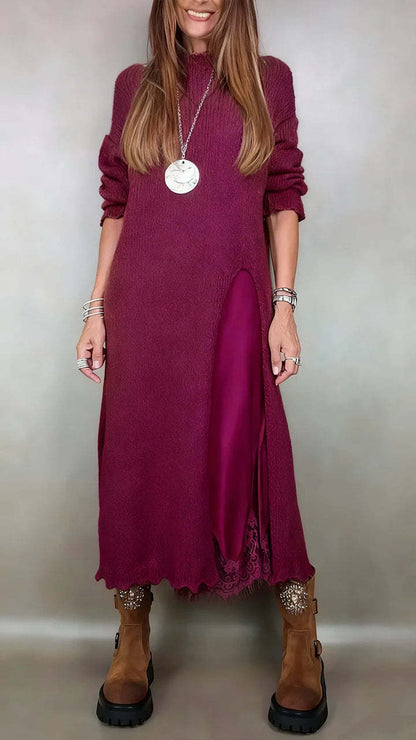 Women's Lace Maxi Slip Dress Cardigan Two Piece Set