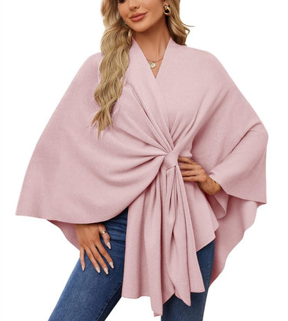 Women's Soft Batwing Cape Wrap Poncho Sweater