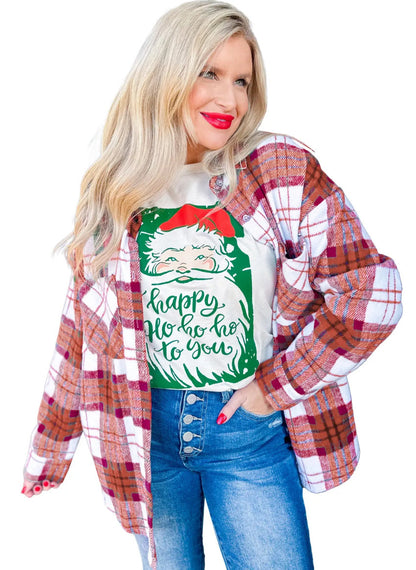 Plaid Shacket Button Down Oversized Shirt Jacket