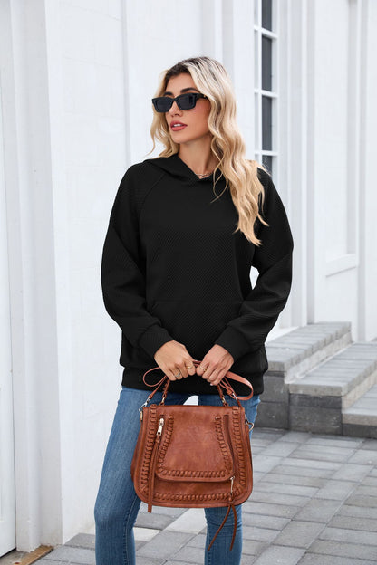 Women's Oversized Textured Hoodie Pullover with Pocket