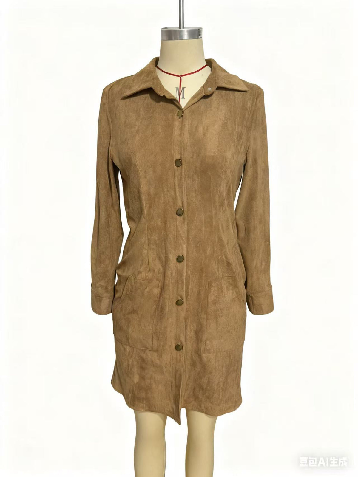 Vintage Fitted Collared Shirt Dress Long Sleeve Button Down
