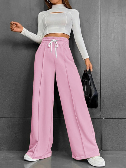 Womens High Waisted Drawstring Wide Leg Sweatpants