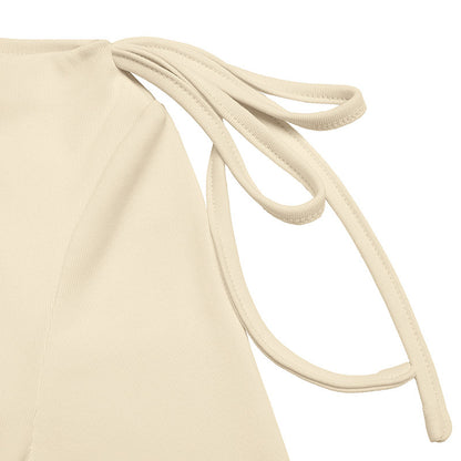 Lace Trim Cowl Neck Top Ruched Long Sleeve Fitted