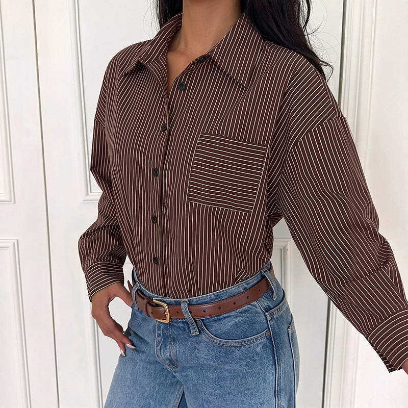 Striped Shirt Jumpsuit Button Front Cropped Pants