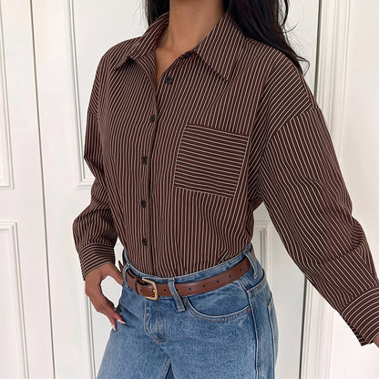 Striped Shirt Jumpsuit Button Front Cropped Pants