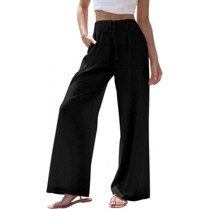 Women's Linen Wide Leg Pants Drawstring Elastic Waist