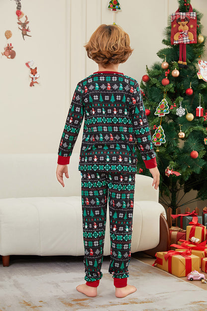 Christmas Tree Striped Full Flower Parent-child Dress Printed Christmas Pajamas