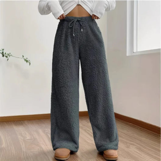 Women's Sherpa Fleece Wide Leg Cozy Winter Lounge Pants