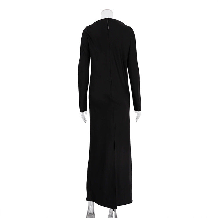 Elegant Satin Long Sleeve Bodycon Maxi Dress