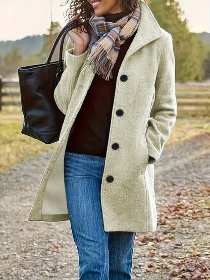Women's Wool Blend Single Breasted Mid-Length Winter Coat