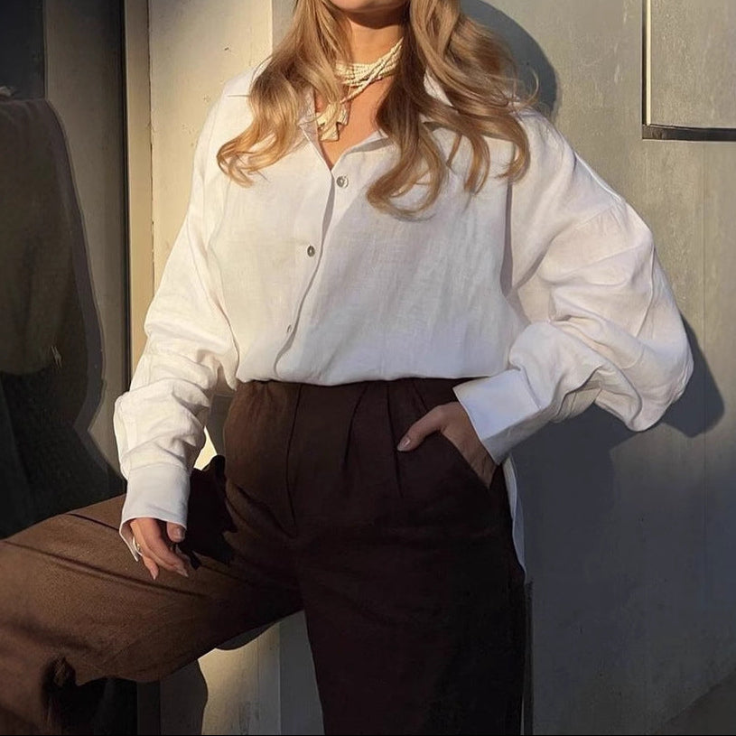 Women's Collared Button Down Shirt Long Sleeve Blouse
