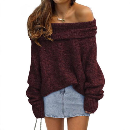 Women's Off Shoulder Batwing Oversized Chunky Knit Sweater