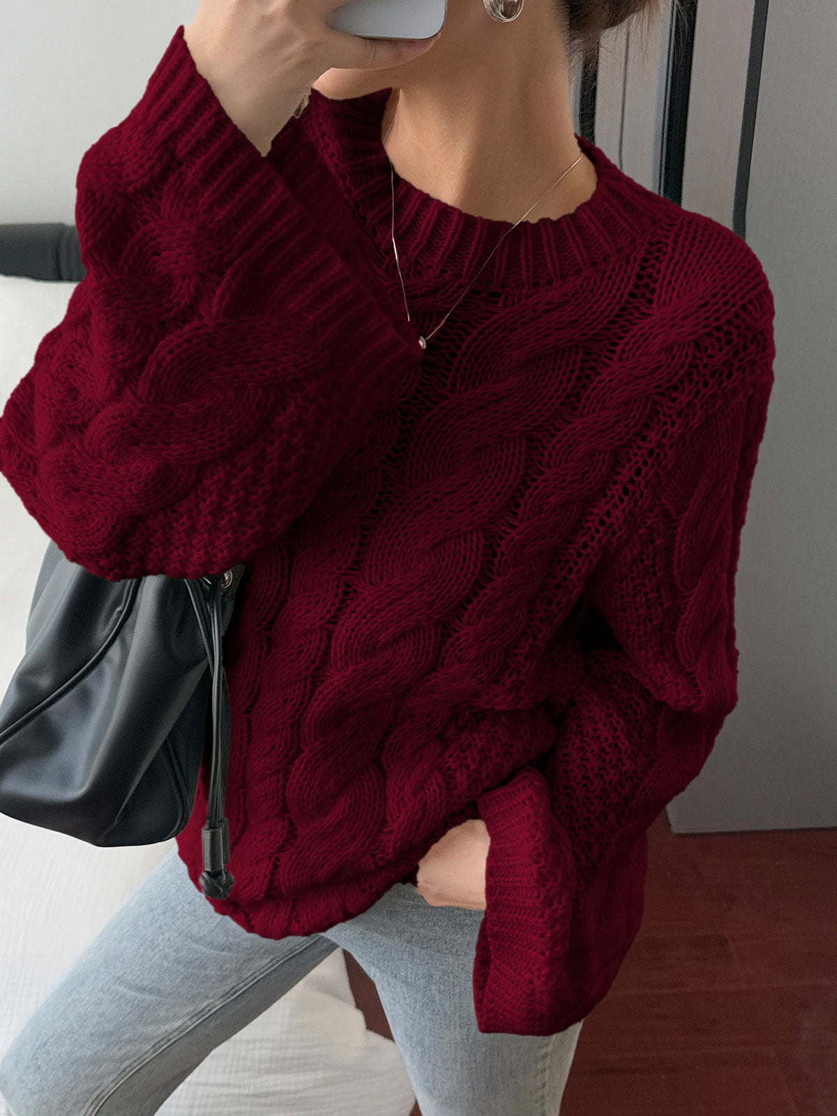 Chunky Cable Knit Oversized Sweater Women