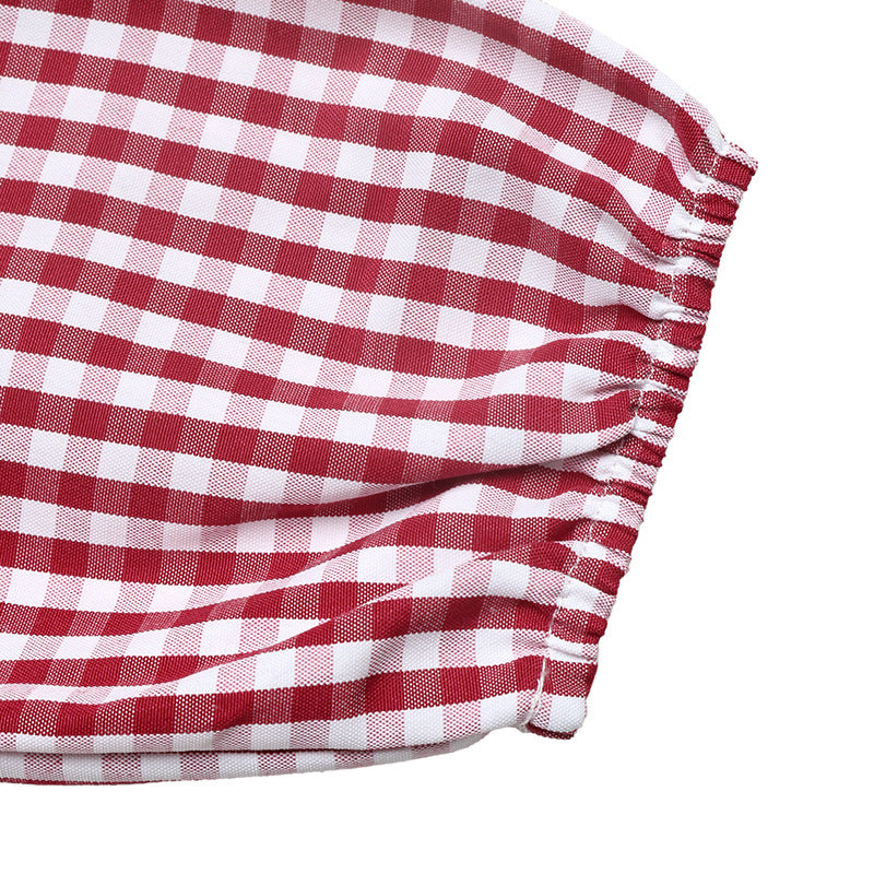 Gingham Bow Back Long Sleeve Christmas Mini Dress