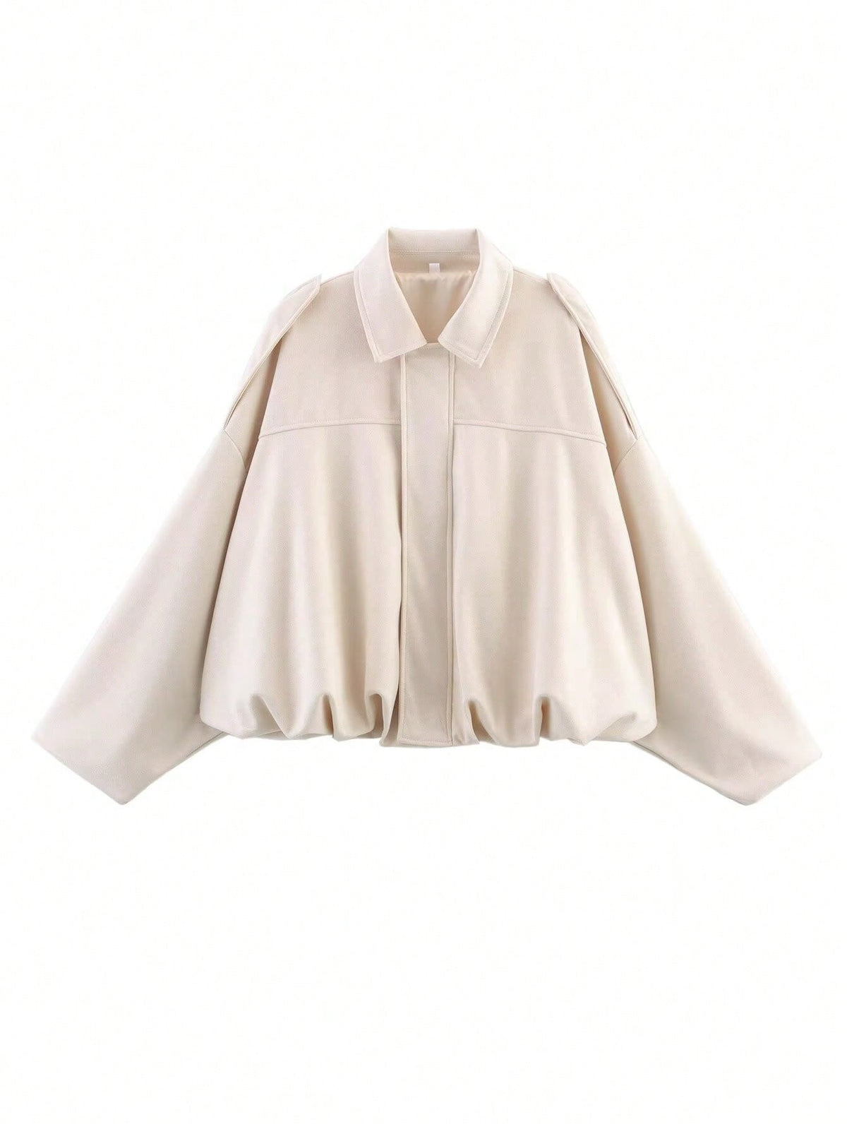 Womens Oversized Faux Suede Collared Zip Jacket