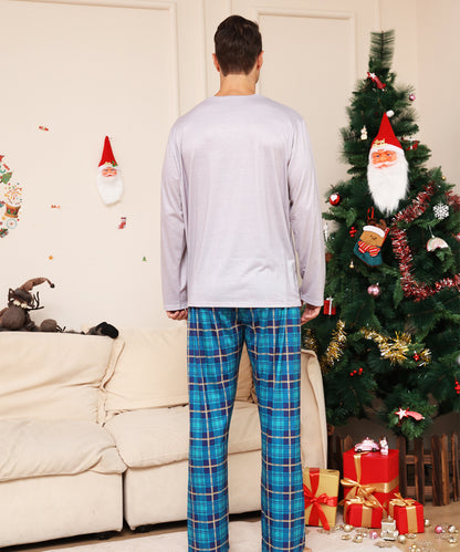 Plaid Cartoon Deer Christmas Parent-child Outfit Printed Christmas Pajamas