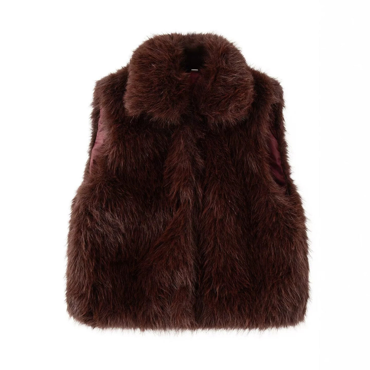 Women's Long Faux Fur Vest Sleeveless Lapel Winter Chic