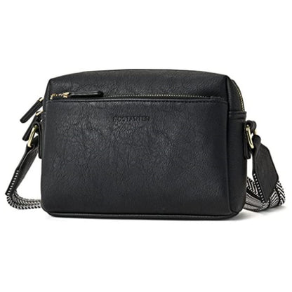 Triple Zip Small Crossbody Bag with Wide Strap