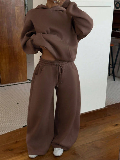 Women's Oversized Fleece Hoodie & Wide Leg Sweatpants Set
