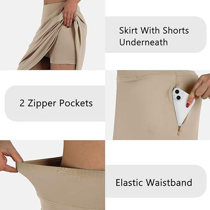 Women's High-Waisted A-Line Skirt with Pockets – Casual Sports Skirt