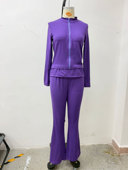 Women's 3-Piece Zip-Up Lounge Set Top Pants Headband