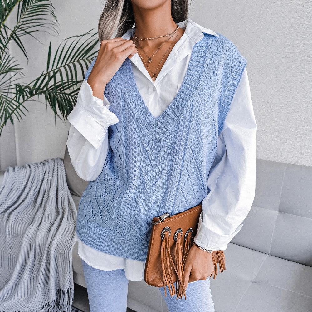 Knit Sweater Vest Women | V Neck Cable Knit Pullover