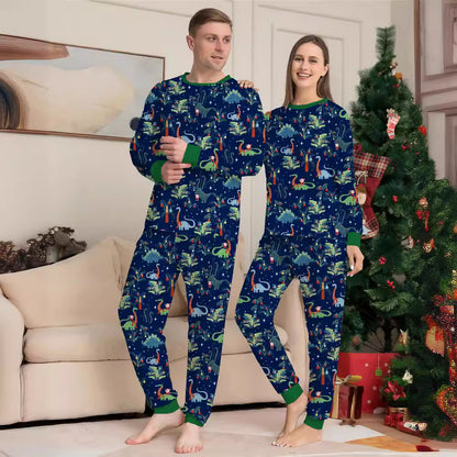 Printed Family Parent-Child Boys and Girls European Dinosaur Christmas Pajamas