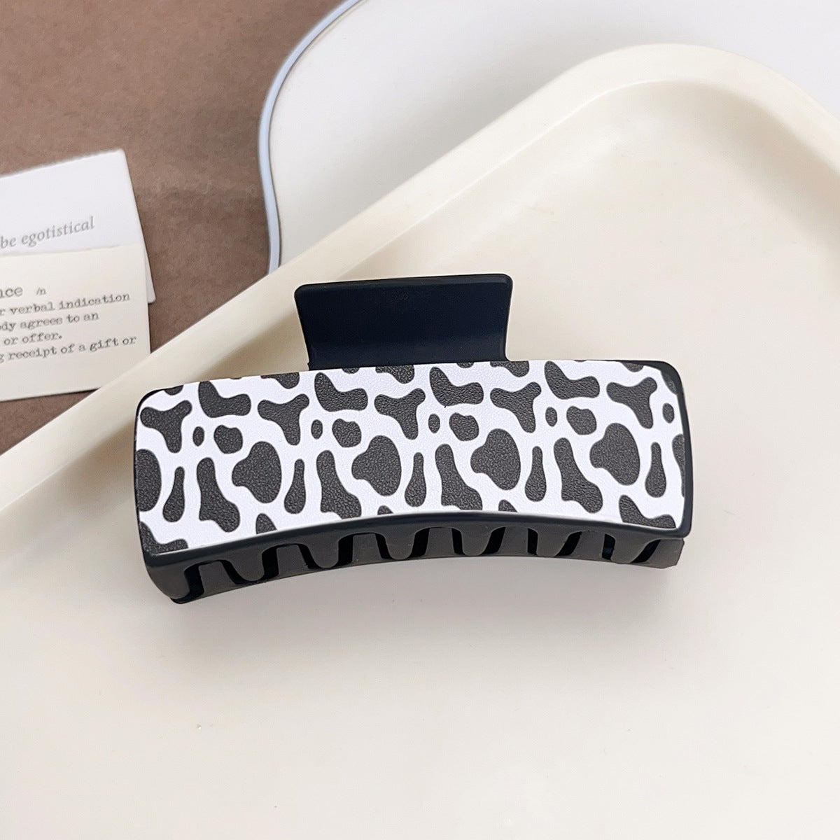 Western Poker Hair Claw Clip Cow Print Faux Leather