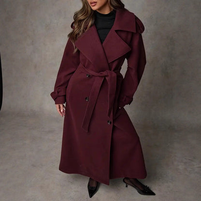 Women's Belted Double Breasted Long Winter Coat