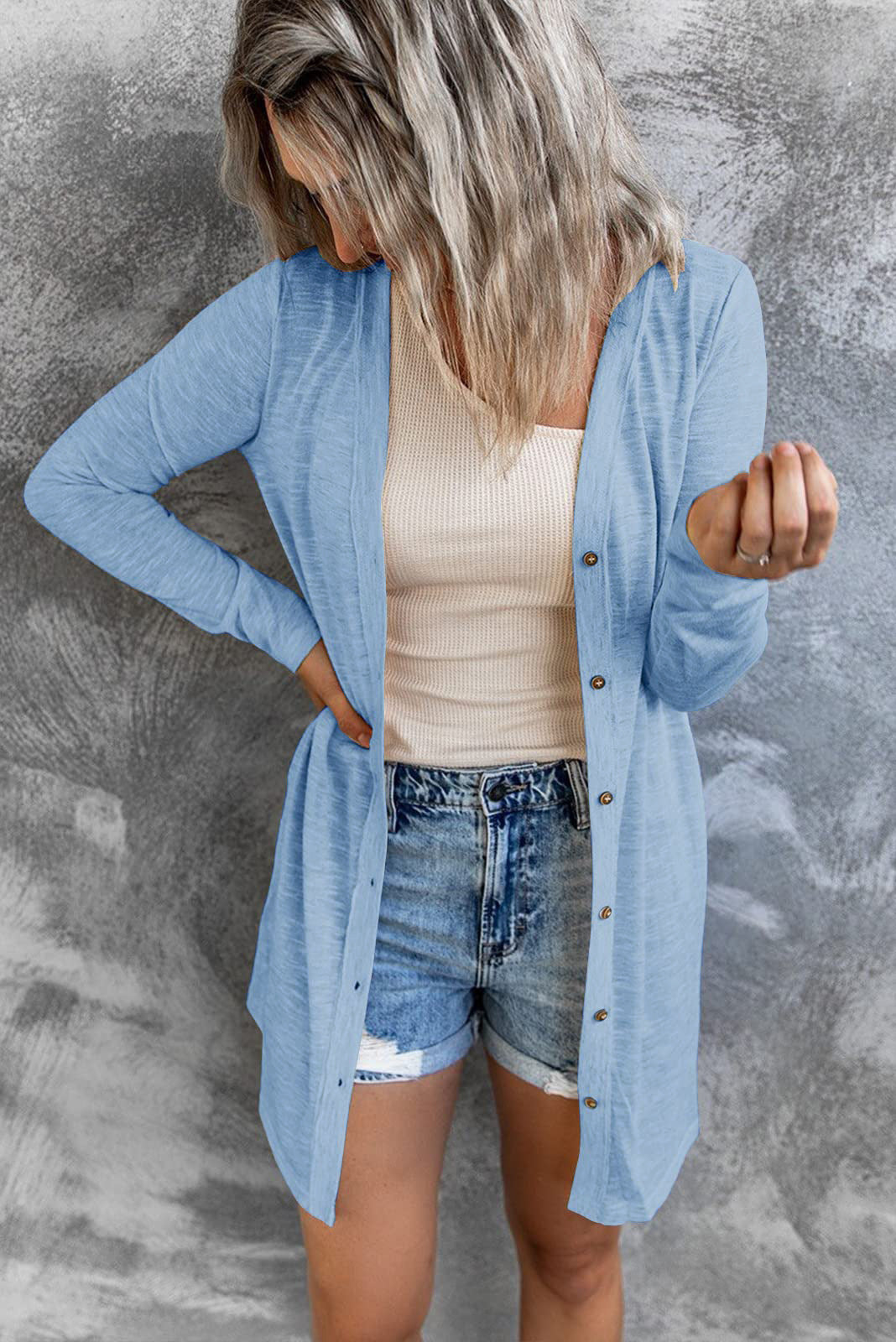 Women's Lightweight Long Sleeve Button Down Solid Cardigan