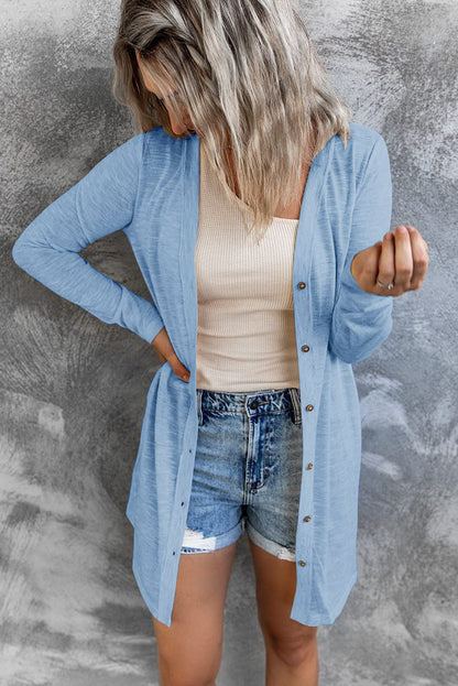 Women's Lightweight Long Sleeve Button Down Solid Cardigan