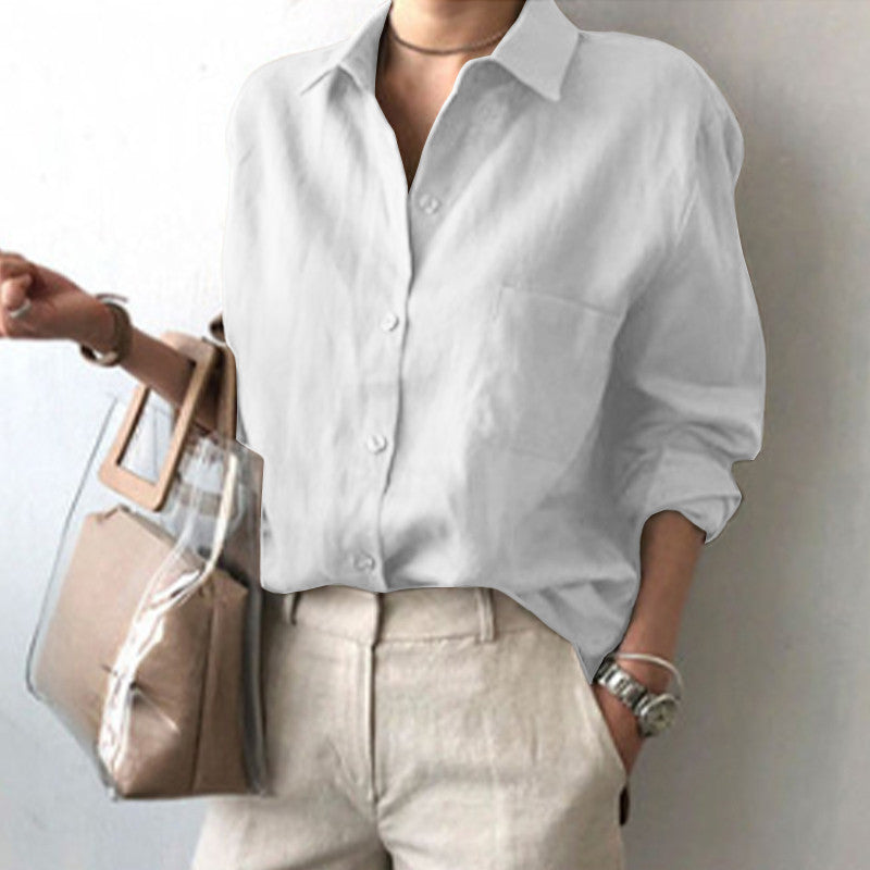 Women's Oversized Linen Button Down Shirt Casual Blouse