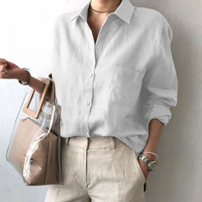 Women's Oversized Linen Button Down Shirt Casual Blouse