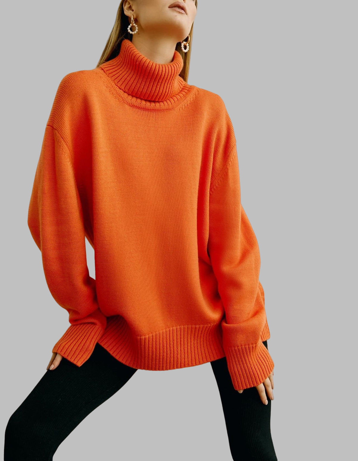 Women's Chunky Oversized Turtleneck Knit Sweater