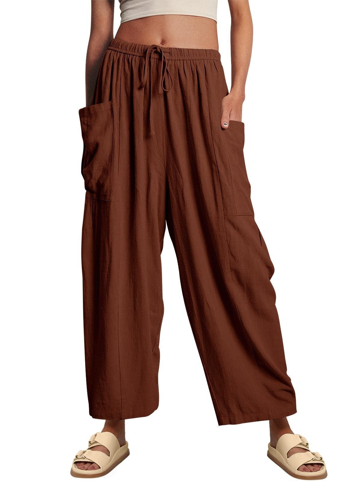 Wide Leg Linen Pants Women's High Waist Casual Loose Fit