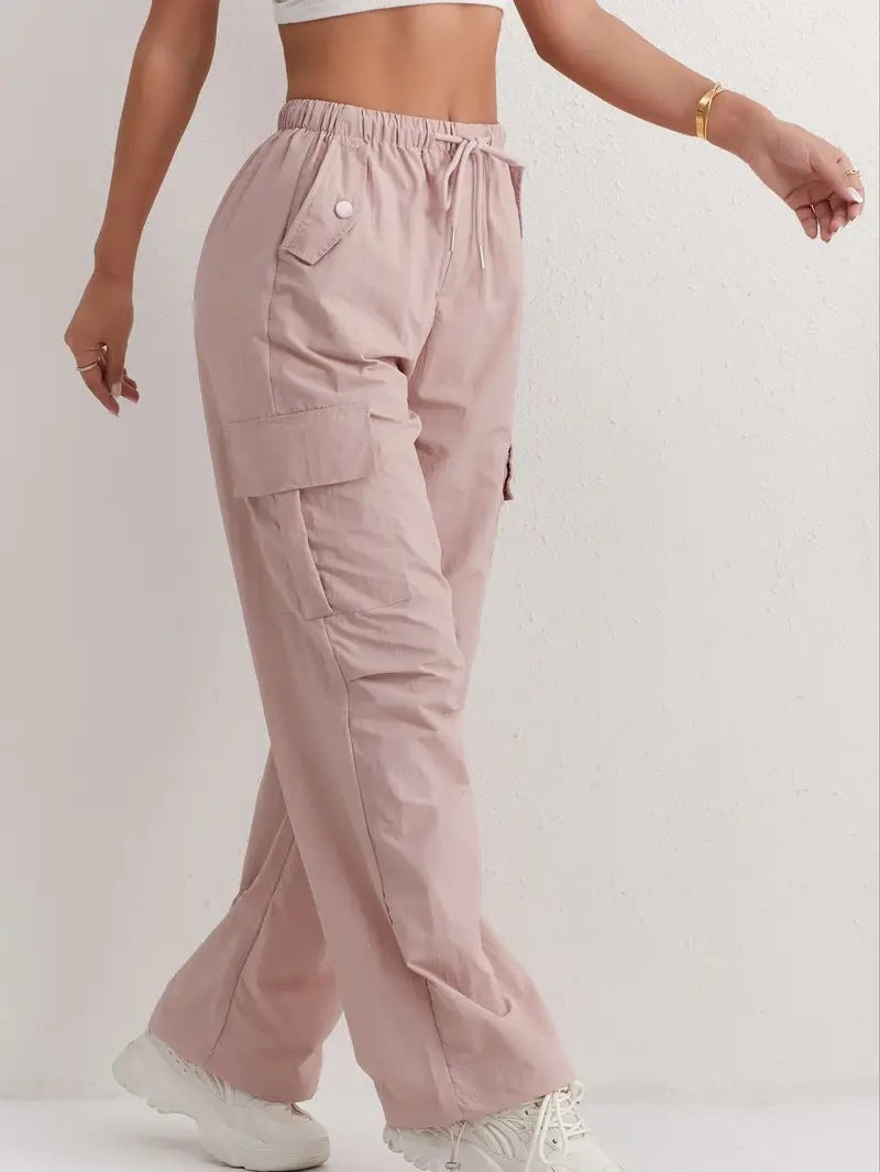 Women's High Waisted Cargo Pants Wide Leg Quick Dry Pockets