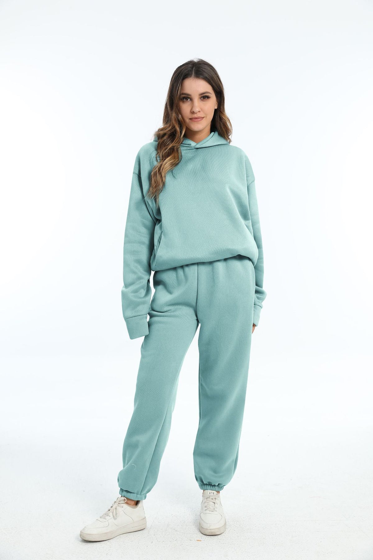 Fleece Hoodie Sweatpants Set Women 2 Piece Lounge