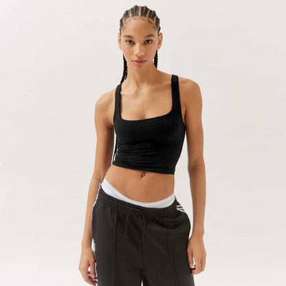 Slim-Fit Solid Color Spice Girl Vest Cross-Border Top