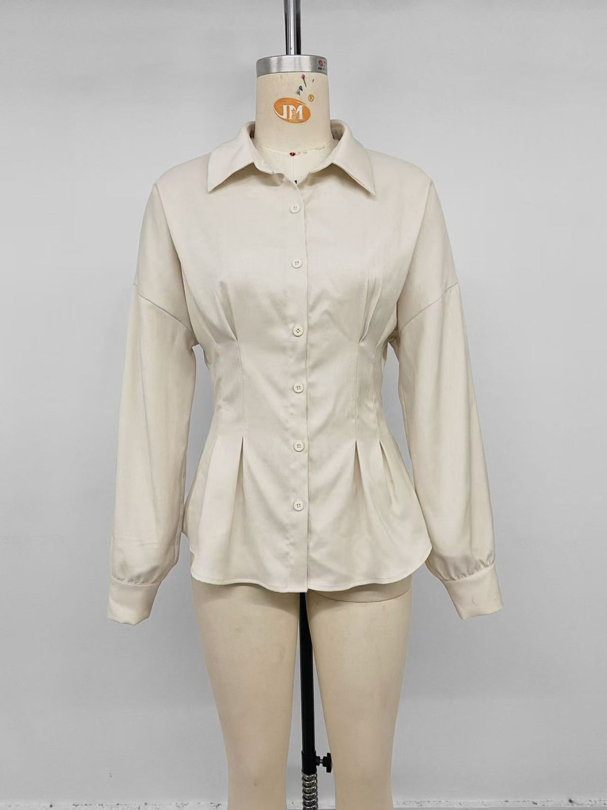 Women's Cotton Peplum Blouse Pleated Button Down Shirt
