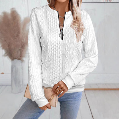 Women's Cable Knit Half Zip Pullover Sweatshirt Long Sleeve