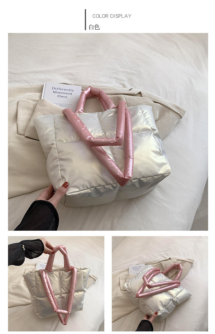 Light Down Cotton Padded Shoulder Padding Tote Bag