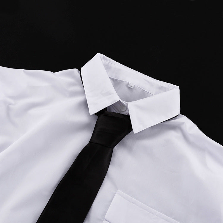 Oversized White Button Down Shirt With Tie Long Sleeve