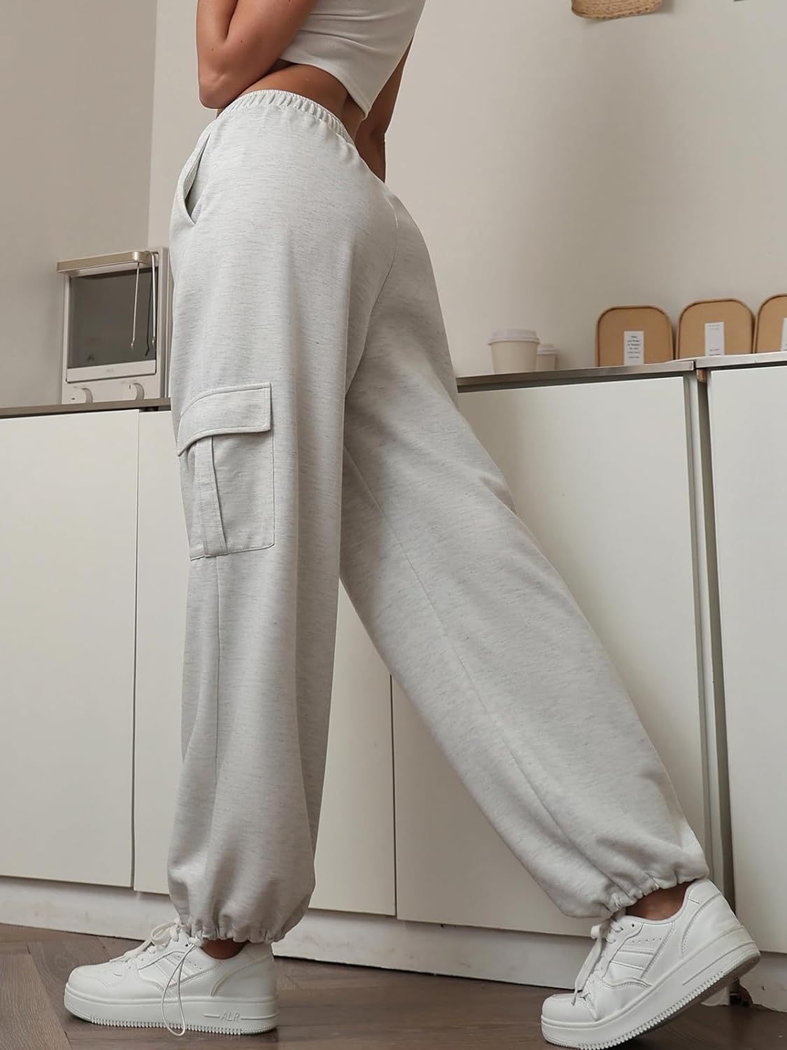 High Waist Drawstring Cargo Jogger Pants