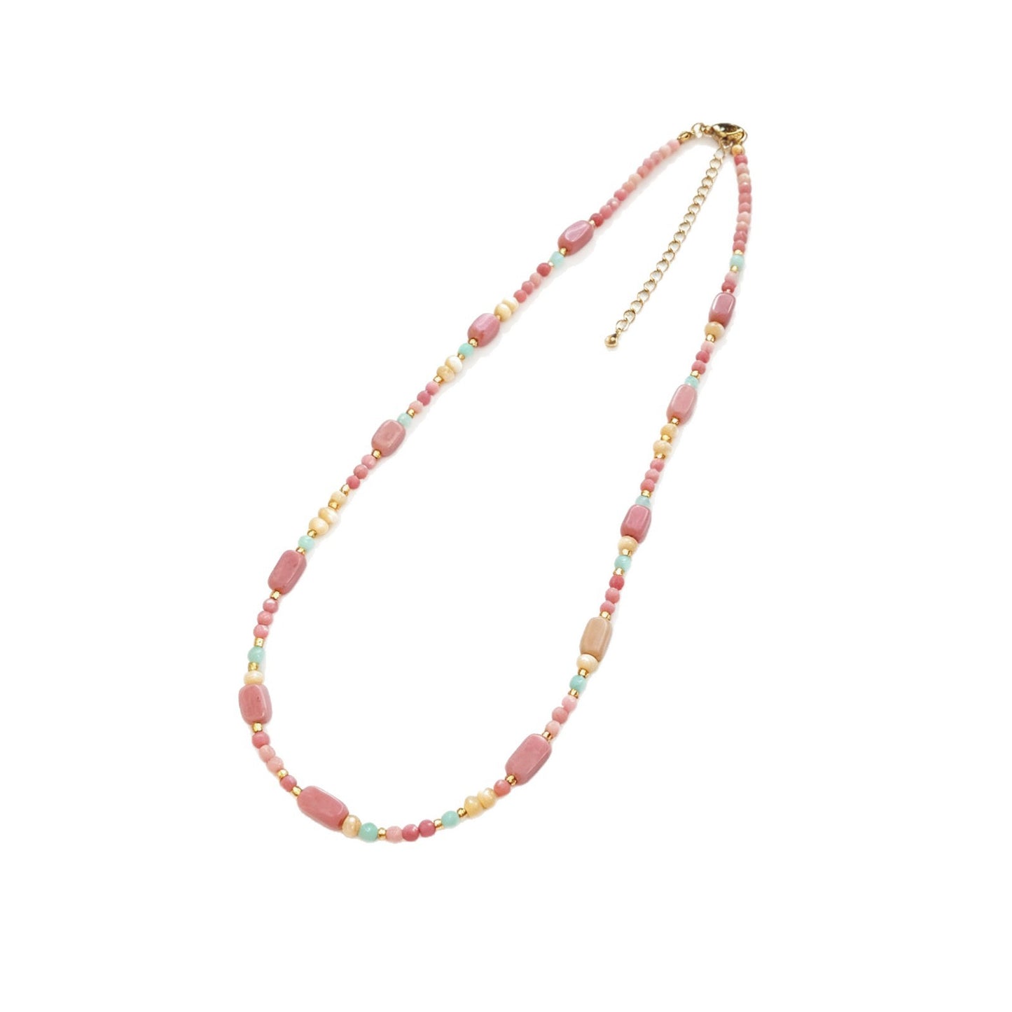 Natural Stone Beaded Necklace Colorful Summer Jewelry