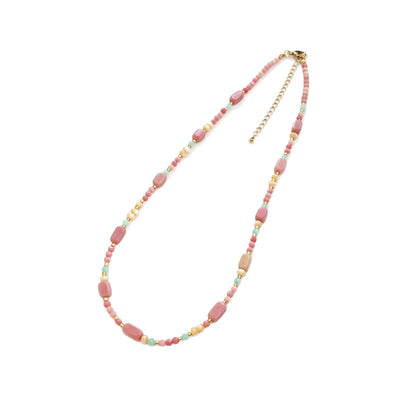 Natural Stone Beaded Necklace Colorful Summer Jewelry