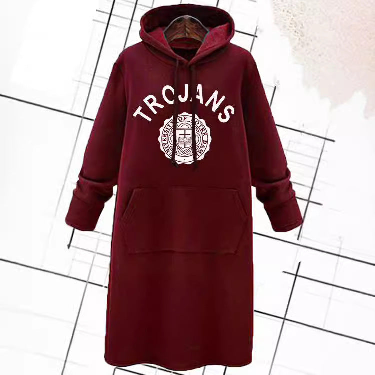 Plus Size Fleece Lined Long Hoodie Women Oversized Graphic