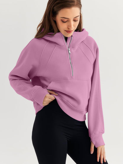 Zip-Up Hoodie Scuba Pullover Cropped Sweatshirt